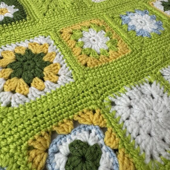 New Handmade Granny Square Crochet Knit Sweater Vest Women L Colorful Boho Retro - Picture 3 of 7